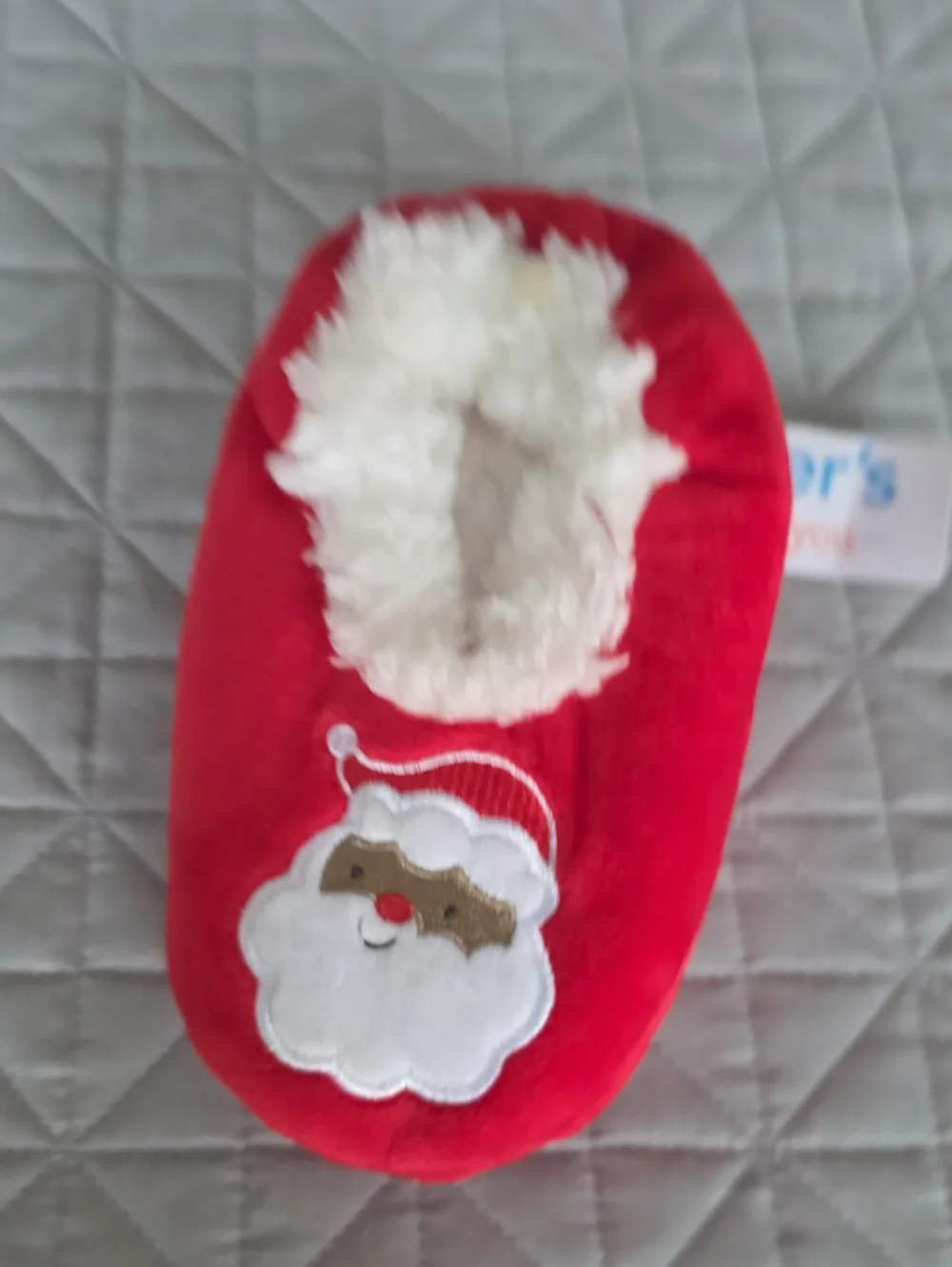 Carter's Red Santa Plush Slipper with White Faux-Fur Cuff